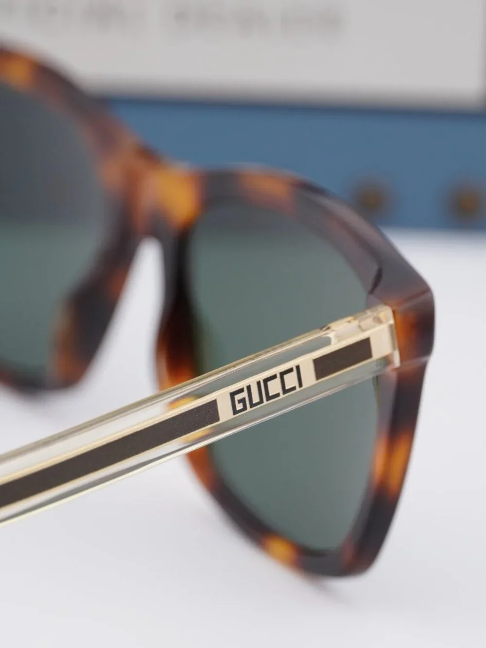 Gucci GG0558S 003 Rectangle Sunglasses – Havana\Green